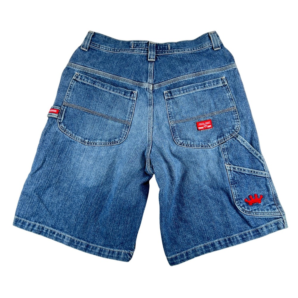 VTG 90s JNCO Jean Carpenter Shorts Mens 32 Crown Blue Skater Wide Leg Baggy Y2K - Picture 1 of 15